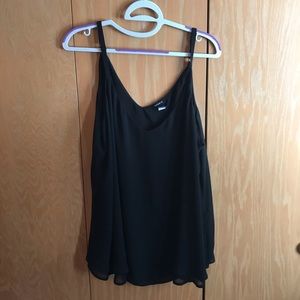 BLACK DOUBLE LAYER CHIFFON SWING CAMI